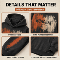 Sweat à capuche surdimensionné personnalisé pour homme, 460 GSM, en molleton bouclette 100 % coton, épais, à épaules tombantes, imprimé DTG peint à la main, fabrication OEM