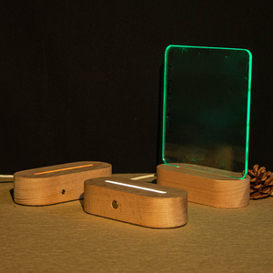 Pin Hình Bầu Dục Bằng Gỗ Sáng Cơ Sở Thay Đổi Độ Sáng Đầy Màu Sắc Đèn Đèn Đứng Với Cáp USB Cho Acrylic Pha Lê Ánh Sáng Ban Đêm Bên Trong Khe Cắm - Product Image 4