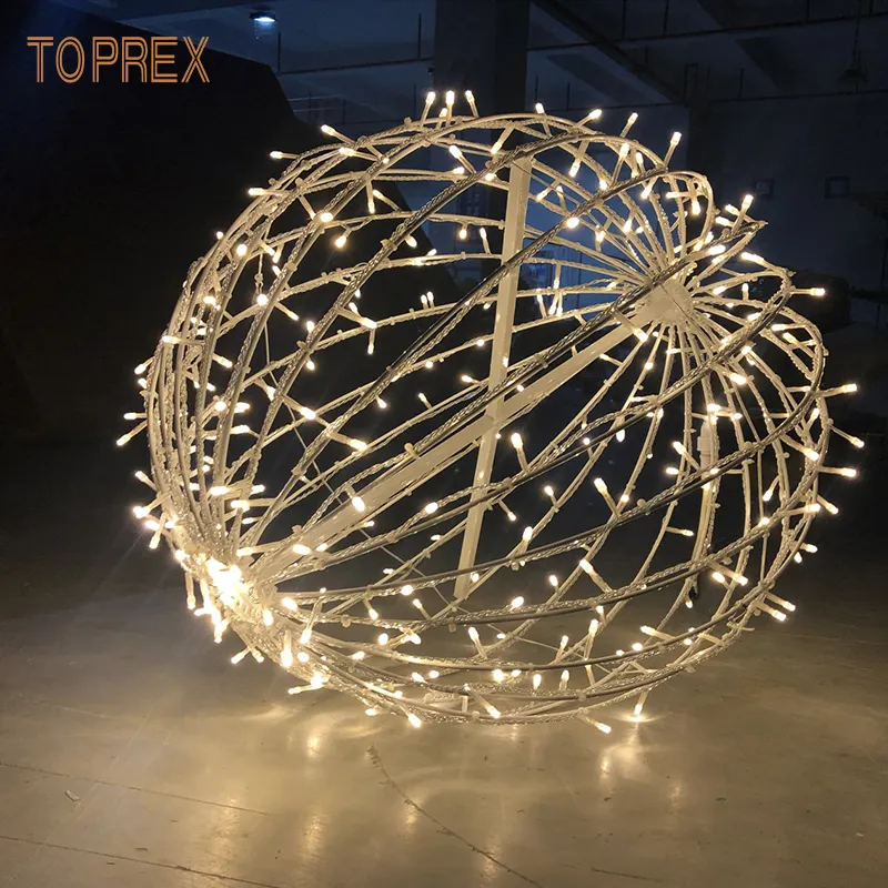 Toprex Trí Nội Thất Ngoài Trời Sử Dụng 3D Có Thể Gập Lại Led Kim Loại Hình Cầu Khung Sắt Motif Bóng Lights Giáng Sinh Dẫn Hình Cầu Motif Ánh Sáng