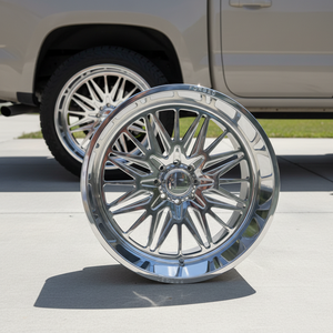 Jantes en alliage d'aluminium forgé noir brillant poli avec enjoliveur flottant 22x14 24x14 26x14 28x12 30x16 -18 -25 -44 -51 -76 Offset 6x5.5 8x170 - Product Image 1