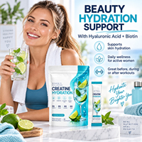 OLLI Poudre d'hydratation à la créatine pour le bien-être des femmes, saveur cocktail, 5g de créatine, acide hyaluronique, biotine, probiotiques, 0 sucre, 200g