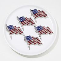 Alliage euro-américain diamant strass broche numéro drapeau américain ensemble peinture broche à l'huile pour fête mariage bijoux accessoire pour