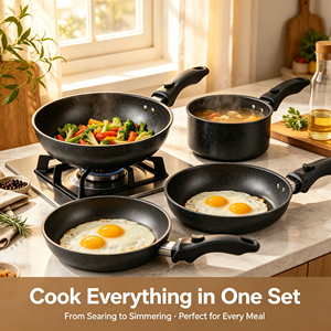 Juego de 5 Utensilios de Cocina Antiadherentes Sin PFOA, <span class=keywords><strong>con</strong></span> Mango Desmontable, Compatible <span class=keywords><strong>con</strong></span> Estufas de Inducción y Gas, Ollas y Sartenes <span class=keywords><strong>que</strong></span> Ahorran Espacio - Product Image 5
