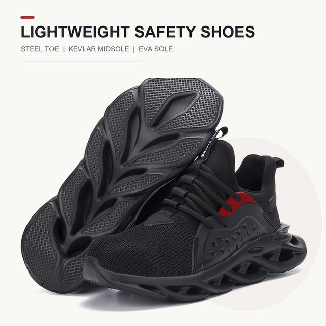 Lightweight Flyknit Steel Toe Safety Shoes with Kevlar Midsole and EVA Sole for Warehouse Work