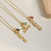 Collier tendance avec pendentif maman, breloques de pierres de naissance de 12 mois, cadeau pour la fête des mères, collier de bijoux pour maman