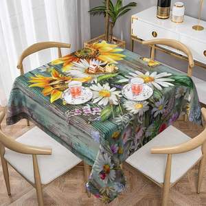 Mantel de poliéster cuadrado de 55 \ "de estilo bohemio, flores coloridas para decoración del hogar y aplicación de marca de hoteles en Stock - Product Image 1