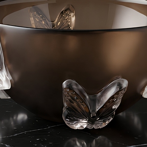 Bol à fruits en verre sculpté artisanal, écologique, résistant à la chaleur, avec poignée papillon, centre de table décoratif, style méditerranéen - Product Image 4