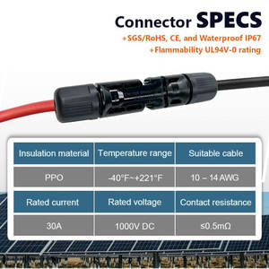 Conectores de Cable de Alimentación CC MCX IP67 de 1000V 30A, Macho y Hembra, para Paneles Solares y Sistemas Fotovoltaicos - Product Image 6
