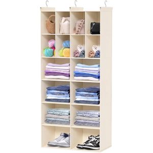 Organizador de armario colgante, 16 compartimentos, tela no tejida, 33x15x85cm, para almacenamiento de ropa en el dormitorio - Product Image 1