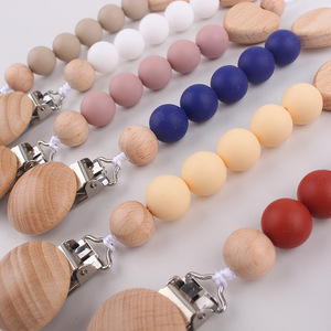 Clip en bois Offre Spéciale perles de silicone porte-sucette chaîne anti-chaîne accessoire pour bébé - Product Image 2