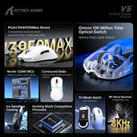 Souris de jeu Attack Shark V5 Mini, légère, 53 g, 42000 DPI, 750 IPS, 8 kHz, tri-mode, PAW3950Max, Nordic52840, rétroéclairage RVB, 6 boutons