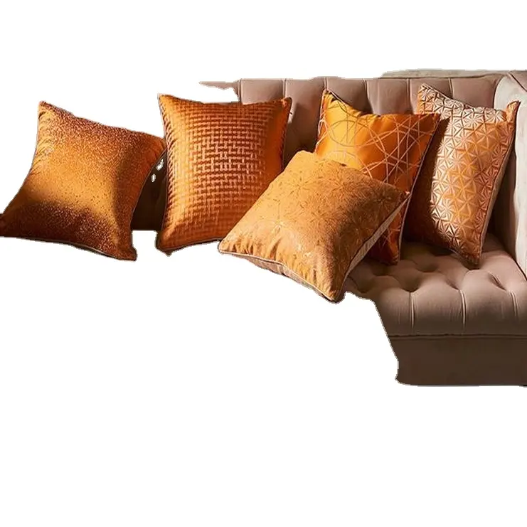 Almofadas de sofá de seda falsa, de alta precisão, engrossado, de tecido, e de zíper escondido, capa de almofada quadrada
