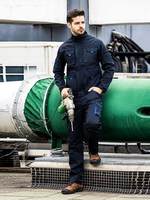 Vêtements de travail pour atelier de réparation automobile en sergé de polycoton, résistants aux taches, durables et personnalisables : veste et pantalon
