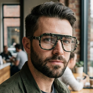 Lunettes de lecture pour hommes, décontractées, pour adultes, à monture épaisse en acétate noir, avec logo personnalisé, bloquant la lumière bleue, monture optique adaptée à toutes les formes de visage - Product Image 2