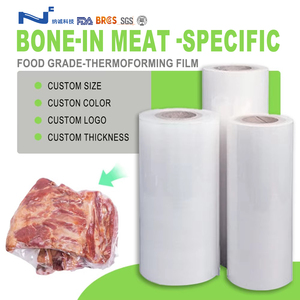 Rouleau de <span class=keywords><strong>film</strong></span> rétractable en PE souple de qualité alimentaire avec logo personnalisé, multicouche co-extrudé pour l'emballage de viande de porc et d'agneau avec os - Product Image 1