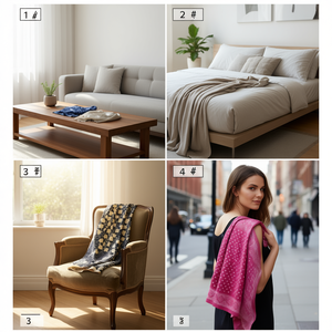 Sciarpa quadrata piccola della serie geometrica 70x70 cm con stampa alla moda per donna, uomo, accessorio unisex - Product Image 2