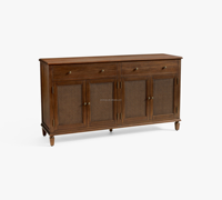 Buffet de luxe antique en chêne massif à 4 portes avec tiroirs, meuble de rangement de cuisine, meuble de salle à manger