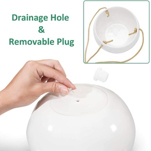 Jardinière <span class=keywords><strong>suspendue</strong></span> en céramique de 8 pouces pour l'intérieur et l'extérieur, pot de fleurs de Bohème, panier suspendu en porcelaine blanche, <span class=keywords><strong>corde</strong></span> en polyester pour le jardin - Product Image 3