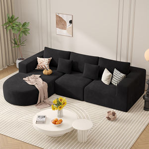 Canapé modulaire sectionnel convertible en L extensible moderne en tissu velours côtelé et éponge, idéal pour appartement, sans assemblage, extra profond - Product Image 1