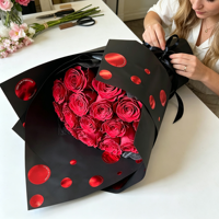 Papier d'emballage en cellophane imperméable à pois dorés - Matériel d'emballage pour bouquets floraux pour l'arrangement floral