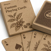 Cartes à Jouer Personnalisées en Papier, Jeu de 54 Cartes, Finition Mate, Motif Café Botanique, Cartes Cadeaux Promotionnelles avec Boîte Kraft Non Emballée