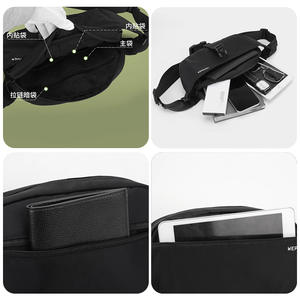 Bolso de Pecho Unisex WePower Primavera 2025, Bolso Cruzado Impermeable con Correa Desmontable, Color Sólido, Bolsillo Interior con Cremallera - Product Image 5