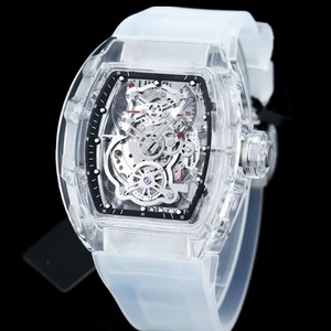 <b>Top</b> luxury and trendy transparent collection tourbillon power reserve rubber strap sapphire <b>crystal</b> men's mechanical watch - Product Image 1