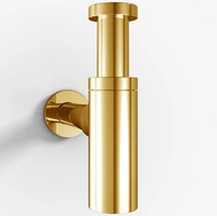 Siphon en T moderne en laiton doré de 1 1/4 pouce, finition brossée polie avec électrodéposition, pour évacuation de lavabo d'hôtel, salle de bain au sol
