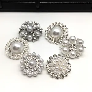 Botón de Metal brillante para vestido de boda, flor decorativa, sin níquel, Joyería de diamantes de imitación, botón de metal, nuevo diseño