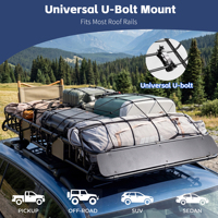 Panier de toit robuste 64x39x6 pouces 250 LB avec filet de chargement universel, sangles à cliquet et structure en acier pour SUV, camion, camping-car et camping
