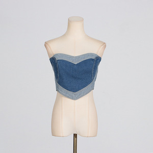Nouveau débardeur court en <span class=keywords><strong>jean</strong></span> sexy et tendance pour <span class=keywords><strong>femme</strong></span>, style streetwear, avec fermeture éclair, dos nu et <span class=keywords><strong>sans</strong></span> manches, idéal pour l'été - Product Image 2