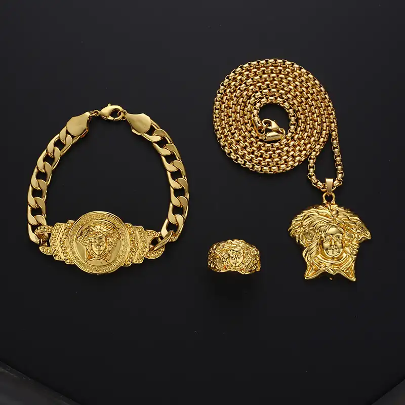 HOVANCI Set Perhiasan Emas 24K Pria, Perhiasan Dubai Gaya Modis