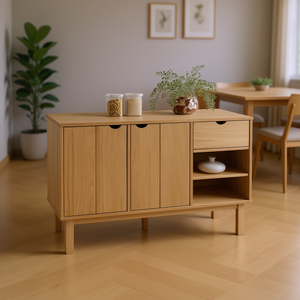 Credenza in Legno di Pino Massiccio, Design Moderno, Elegante Mobile Contenitore per Sala da Pranzo, Arredamento per la Casa - Product Image 2