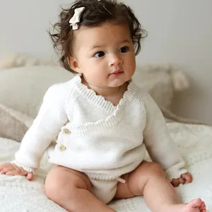 Các Nhà Sản Xuất 2024 Thiết Kế Mới Chunky Babi Sơ Sinh Tùy Chỉnh Dệt Kim Cô Gái Cardigan Áo Len