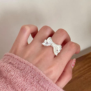 Anillo de plata de ley S925 con lazo para mujer, joyería sencilla y elegante para uso diario - Product Image 5