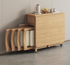 Mesa de Comedor Plegable de Madera Maciza, Mesa de Comedor Multifuncional Móvil con Combinación de Sillas, Mesa de Comedor de Madera Maciza, <span class=keywords><strong>Mesas</strong></span> - Product Image 2