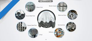 Barrière de sécurité routière en acier W-Beam, norme ABNT, galvanisée à chaud, avec poteaux et bornes pour autoroutes brésiliennes - Product Image 2