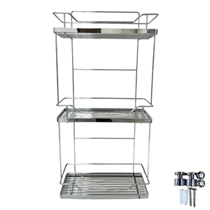 Estante de Almacenamiento Cuadrado de Tres Niveles para Baño, Independiente y Moderno, de Acero Inoxidable Galvanizado - Product Image 2