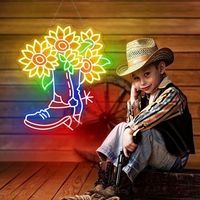 Enseigne lumineuse néon en acrylique UV LED personnalisée pour chapeau de cowboy et bottes de cowboy, pour décoration, fabricant de dropshipping