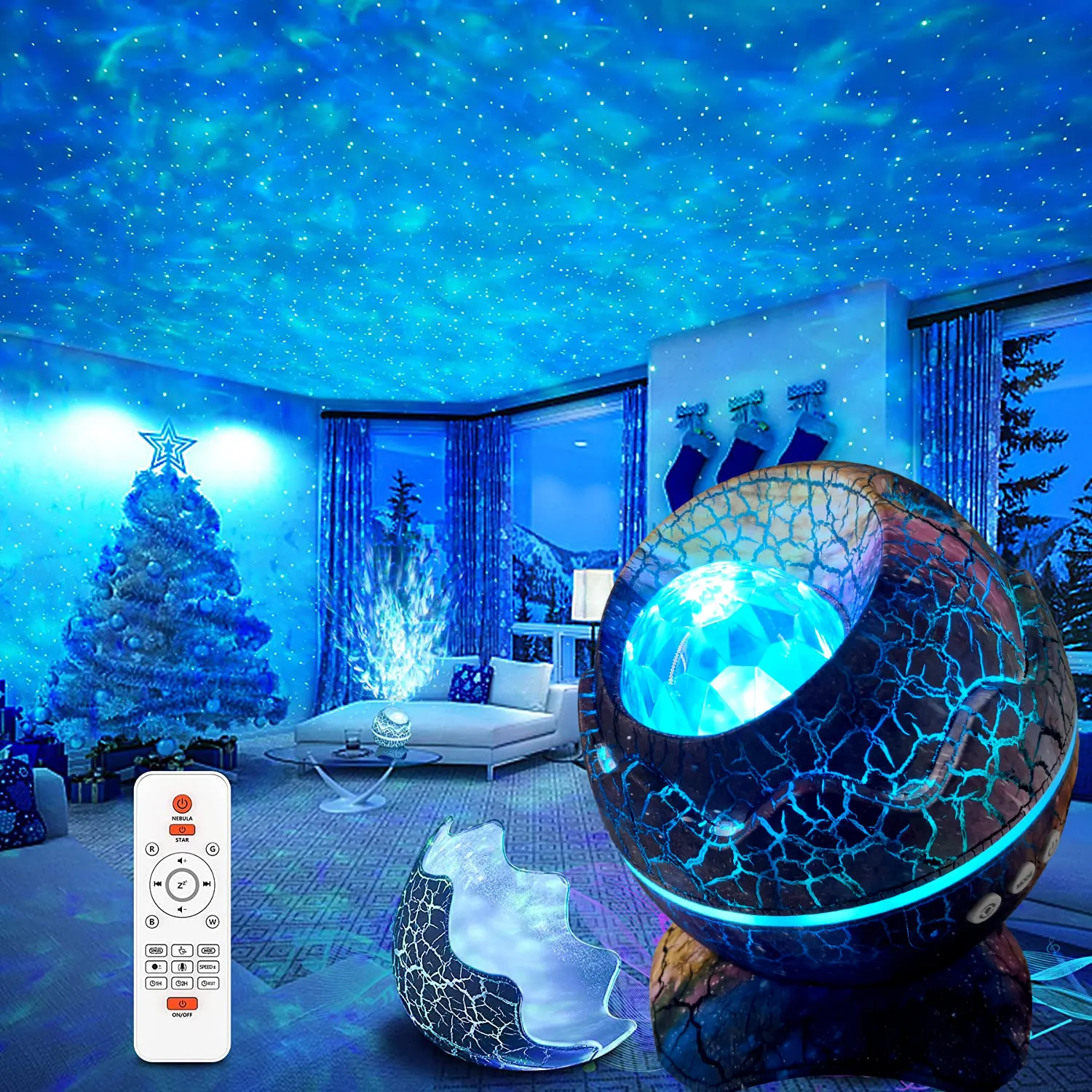 New Shape Dinosaur Egg Star Galaxy Projector Night Light Ocean Wave Projector Star with Speaker Remote For Kids Adults Bedroom