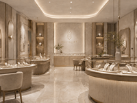 Boutique de bijoux de luxe, conception complète de magasin, mobilier intérieur personnalisé et solutions de vitrines