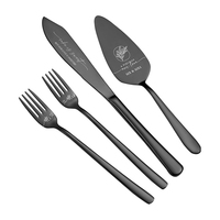 4 pièces gravées personnalisées couteau à couper gâteau fourchette serveur cadeaux couteau à gâteau fantaisie en acier inoxydable