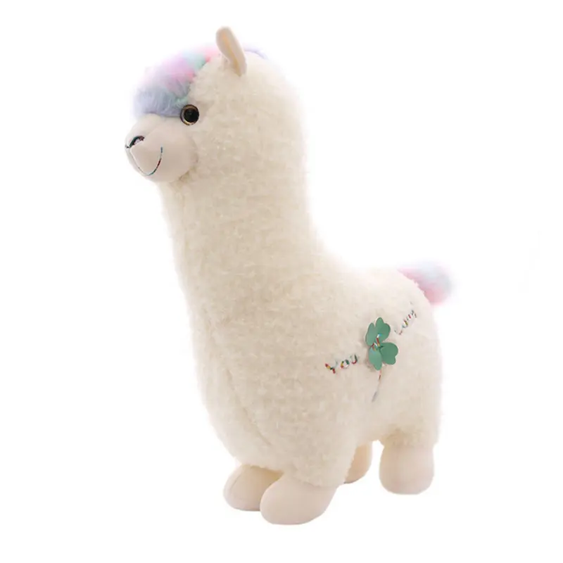 ตุ๊กตาเด็กผู้หญิงตาใหญ่สีขาว alpaca ของเล่นนุ่มยืนตุ๊กตา Alpaca ของเล่นตุ๊กตาสัตว์ยัดไส้