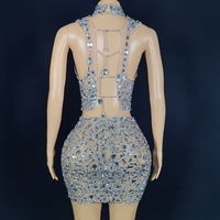 AD2369 mode corps costume Performance porter argent boîte de nuit deux pièces ensemble Sexy latine porter avec strass de luxe