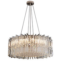 Lámpara de Araña de Cristal de Lujo, Altura Ajustable, LED Moderna y Minimalista, Iluminación para Villa, Sala de Estar, Dormitorio, Comedor, Ambiente Cálido