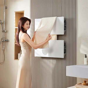 Calentador <span class=keywords><strong>de</strong></span> toallas personalizado <span class=keywords><strong>de</strong></span> fábrica, radiador <span class=keywords><strong>de</strong></span> baño, toallero eléctrico con estante montado en la pared - Product Image 4