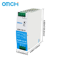 Alimentation à découpage industrielle OMCH EDR-150-12/24 150W ultra-plate pour rail DIN, sortie simple 12V 12,5A 24V 6,5A, 100-240VAC 50/60Hz