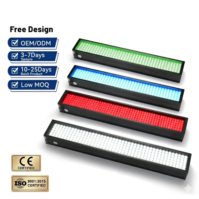 High Intensity Industrial LED Bar Light Source 140x22mm for Machine Vision Surface Defect Detection 24V DC
