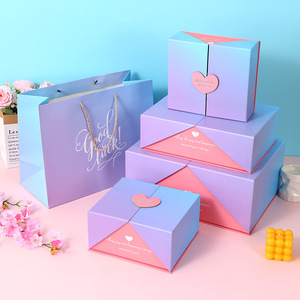 <b>Creative</b> Double-door Valentine's Day <b>Gift</b> Box Recycled Materials Rigid Structure Glossy Lamination High-end Cosmetic Packaging - Product Image 4