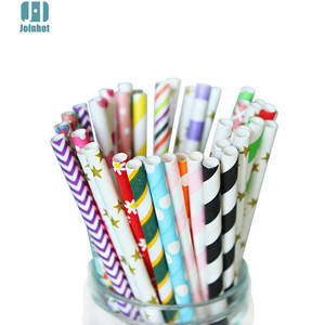 Colorful Paper Straws 197x6mm Biodegradable For Beverage Decoration - Product Image 1